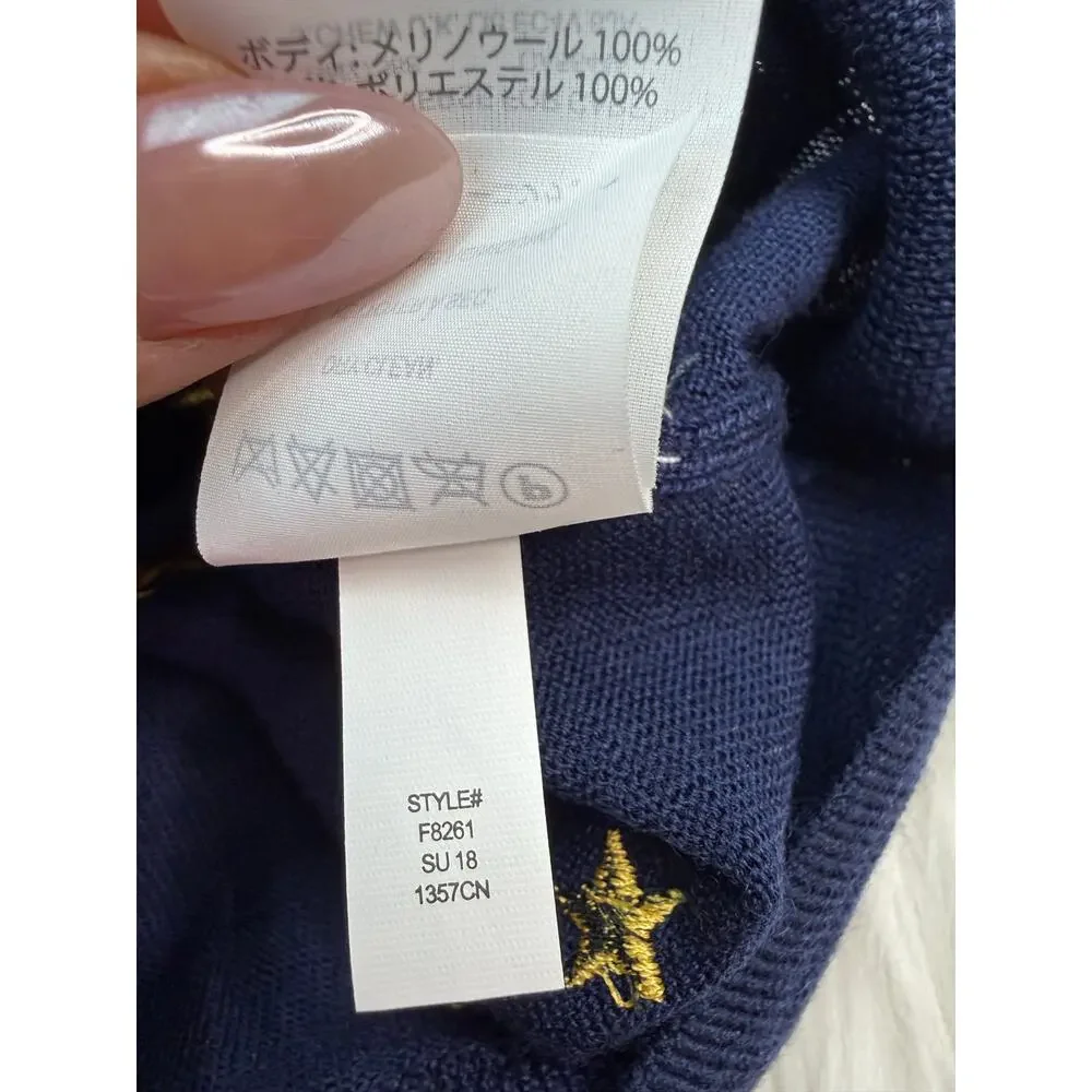 J. Crew Tippi Lightweight Sweater in Embroidered Stars Navy Size S NWT Preppy